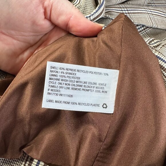 Ava & Viv Boxy Blazer Plus Sz 1X Single Button Brown Plaid Academia Career Work - Picture 7 of 10